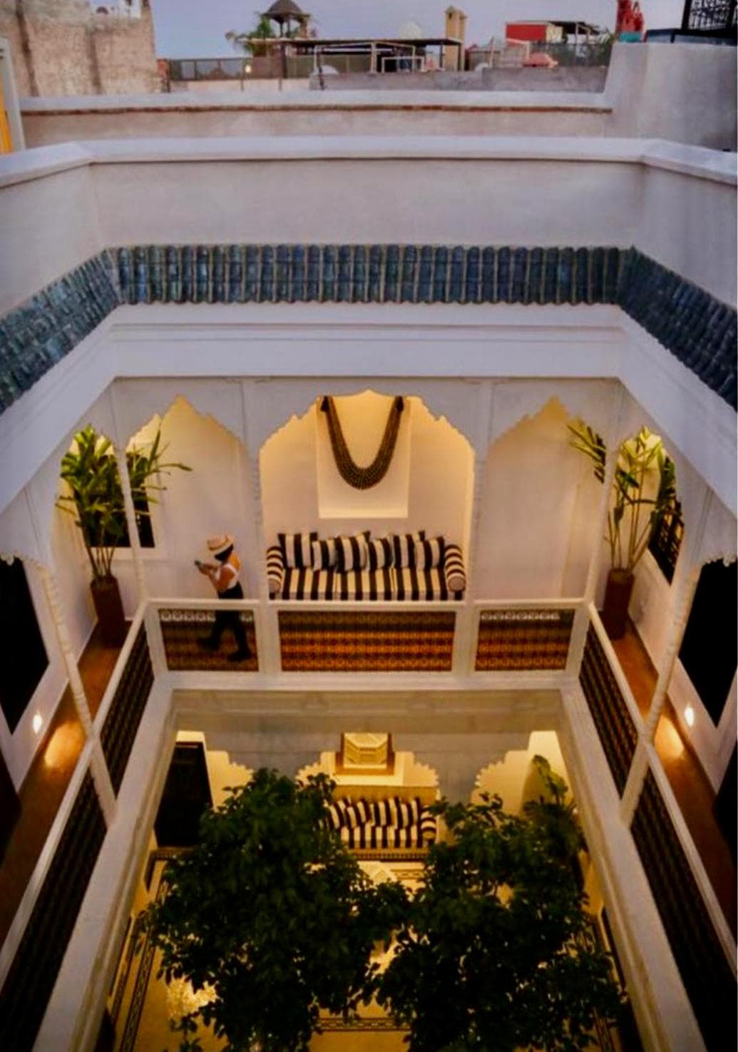 Riad banquettes from the upper floor