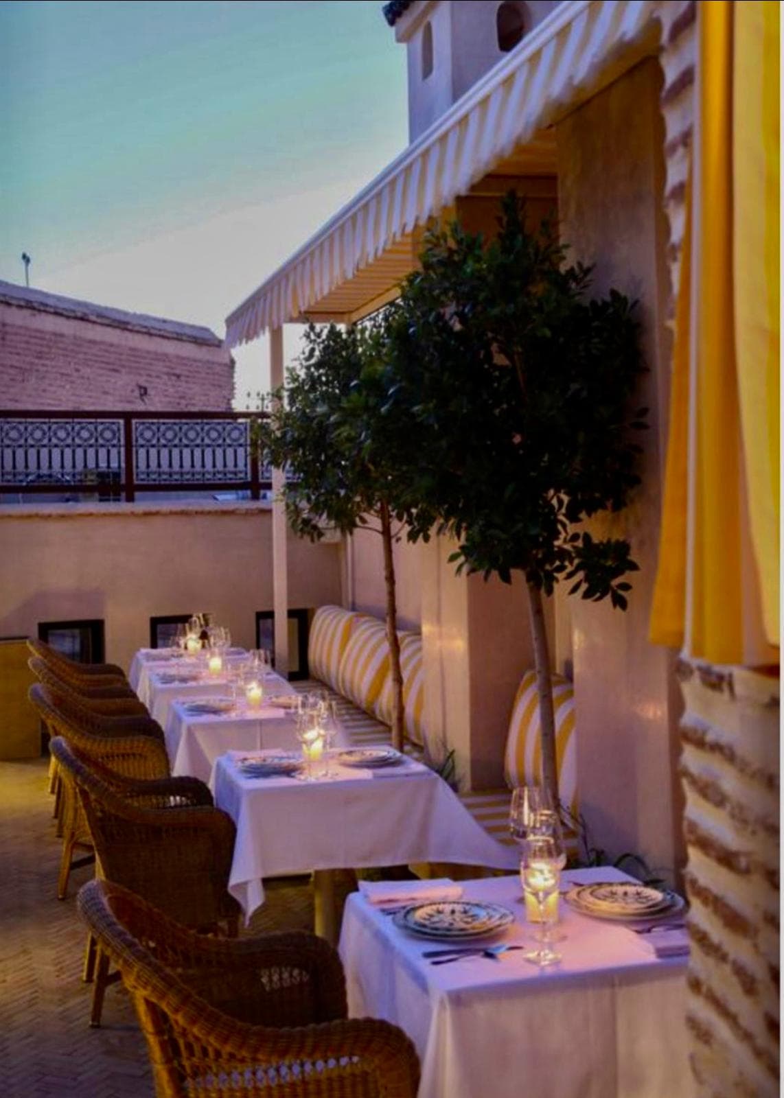 Candlelit tables on the rooftop