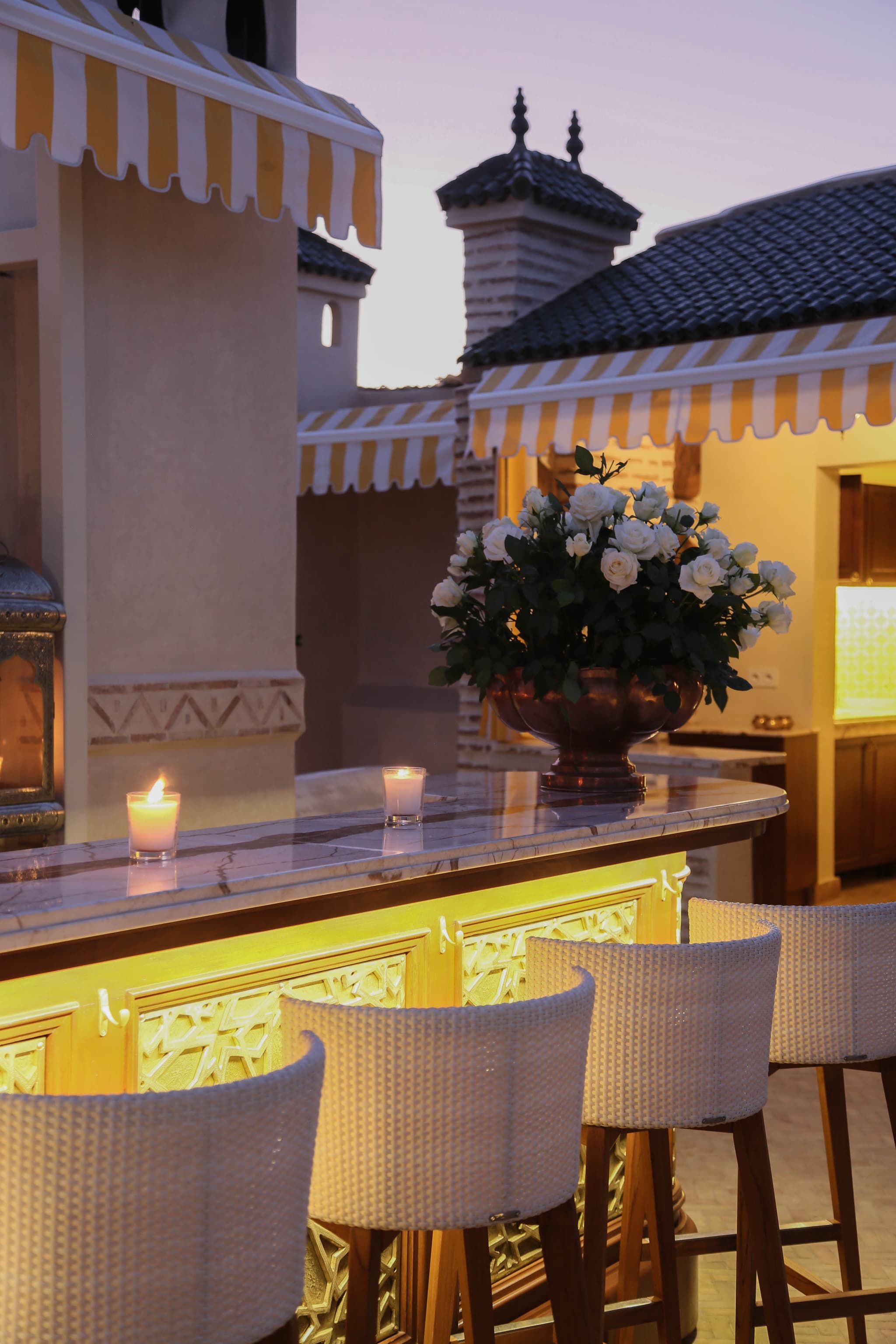 Riad Sa'eed rooftop at twilight