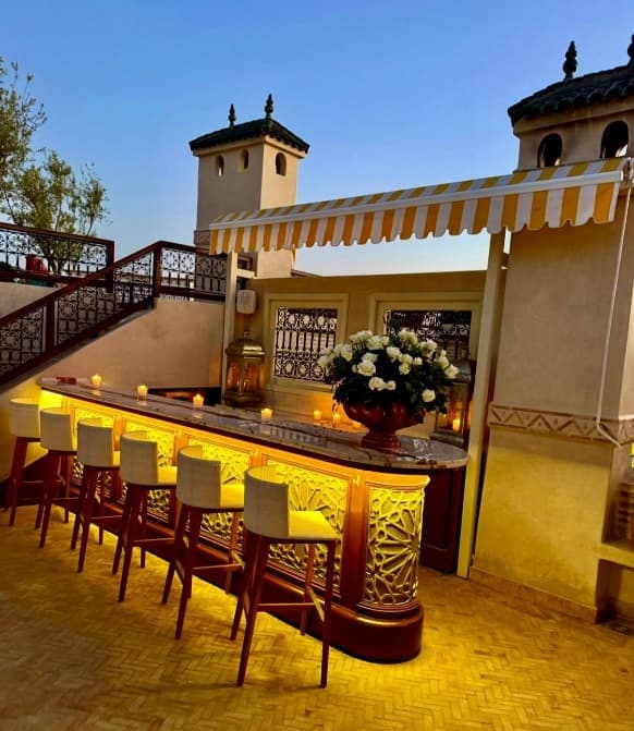 Rooftop bar at twilight
